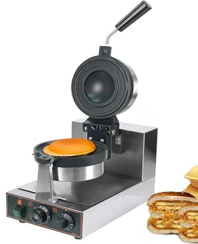WBRSybUK Gaufrier À Hamburger Commercial, Gaufrier À Hamburger Électrique Antiadhésif, Contrôle De Température 50-300 ℃, Chauffage Double Face, Minuterie De 5 Minutes, Gaufrier Aux Œufs
