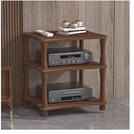 Mueble hifi mueble tocadiscos Soporte para medios audiovisuales Estantería para audio y video con ruedas universales Estante para consola de videojuegos Estantes ajustables para torre de audio(Black w