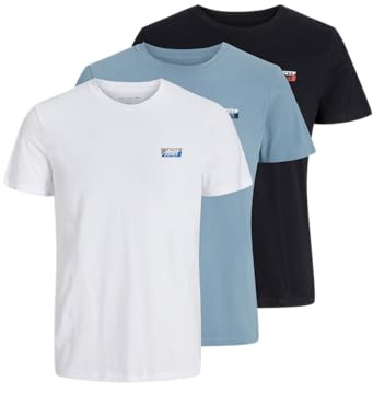 JACK & JONES Herren T-Shirt 3er-Pack, 100% Baumwolle, Rundhals, Kurzarm, atmungsaktiv & pflegeleicht – Klassisches Basic Shirt für den Alltag – Größe: XXL