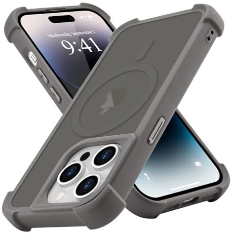 Micoden Magnetic Case for iPhone 14 Pro Max,Compatible with Magsafe,4 Corner Reinforced Protection Airbag Drop Protective Phone Case,Anti-Fingerprint Translucent Matte,Slim Shockproof Cover-Grey