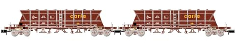 ARNOLD HN6671 RENFE, N Gauge Rolling Stock | 2-unit pack 4-axle coal hopper wagons Faoos SALTRA / CARFE, brown livery, loaded w. coal, Epoch IV, 1:160 Scale