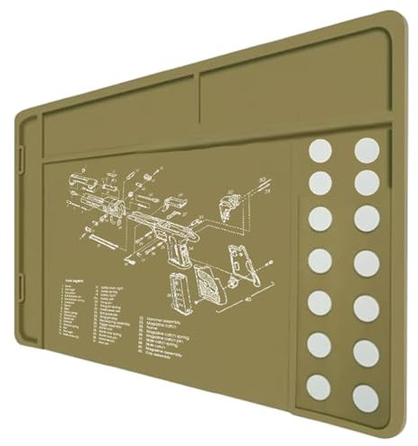 Alfombrilla for pistola de rifle, alfombrilla de limpieza de armas con puntos magnéticos, antideslizante, resistente al aceite, lavable con bandeja for piezas, almohadilla for limpieza de todas las(Br