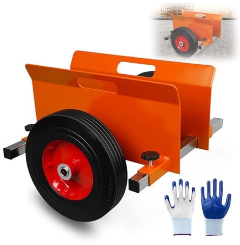 WUDLEP Heavy Duty Orange Panel Dolly Cart, Adjustable Drywall Mover, 1100LBS Capacity Panel Mover with 10 Solid Wheels for All-Terrain Material Handling and Slab Transport