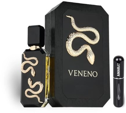 Veneno EDP Eau de Parfum, arabischer Duft, langdauernd, inklusive nachfüllbarer Zerstäuber, Noten von Apfel, Zimt und Bourbon-Vanille, 5 ml, rauchig-würzig