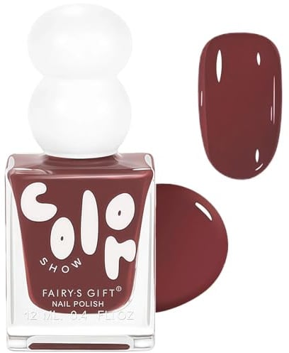 Brown Nail Varnish, Dark Nude Nail Polish, Quick Dry & Long Lasting Creamy Neutral Brown Nails Polish - No Need UV Nails Varnish, Chocolate Color, DIY Manicure, Water-Based Formula