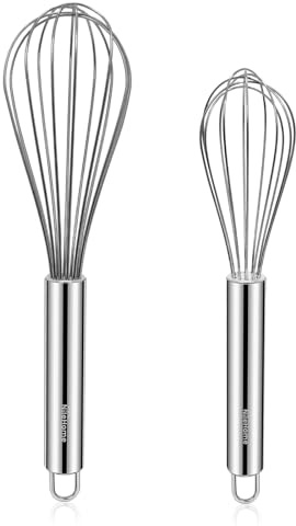 NileHome Whisk, Stainless Steel Wisk Set 20.3cm 25.4cm Kitchen Whisk Wisking Tool Kitchen Wisk Wire Whisks for Cooking, Whisking, Blending, Beating, Stirring