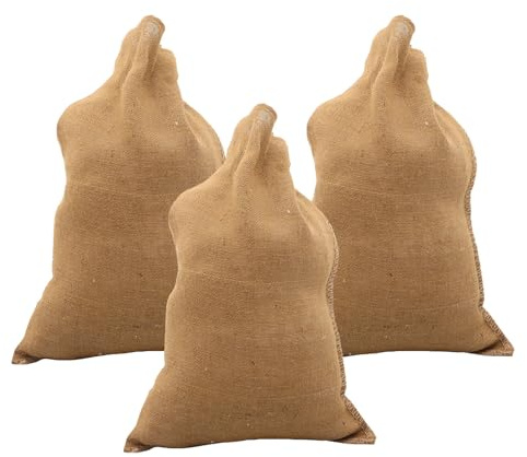 FRCOLOR Paquet en Toile de Jute Réutilisables 3pcs Respirants pour Pommes de Terre et Déchets de Construction, Design Simple pour Jardinage et Noël