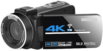 CCZRD Nachtsicht-4K-Videokamera for Außenaufnahmen, WiFi-Digital-Camcorder, Streaming-Vlog-Recorder Wunderbare Momente Ganz Einfach Festhalten(NO SD Card,1)