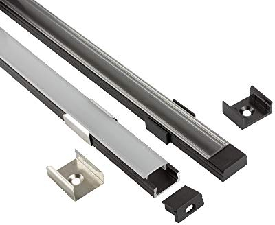 LED Aluprofil A15 schwarz Aufputzprofil + Abdeckung klar für LED-Streifen-Strip 1m