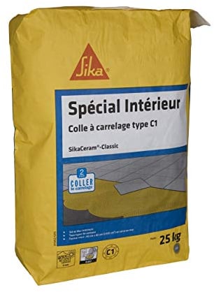 SIKA - Malta colla per piastrelle speciale parete interna in nuovo (C1) - SikaCeram Classic Speciale Interno Grigio - Ideale per piastrelle in gres porcellanato e maiolica - 25kg