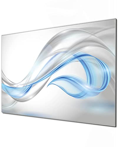 banjado Glas Magnettafel 60x40cm / Magnetwand Glas/Magnetpinnwand als Memoboard Glas/Pinnwand Magnettafel Küche, Büro, Kinderzimmer inkl. 4 Magnete & Montageset - Blauer Schleier