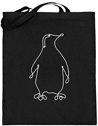 Chorchester Pinguin Zeichnung für Fans dieser Tiere - Jutebeutel (mit langen Henkeln) -38cm-42cm-Schwarz