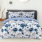 Sleepdown Duvet Cover Set - Blue - Inky Floral – Plain Reversible Quilt Cover Easy Care Bed Linen Soft Cosy Bedding Sets with Pillowcases - Double (200cm x 200cm)