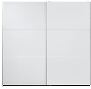 Rauch Möbel Santiago Schrank Schwebetürenschrank, Alpinweiß, 2-türig, inkl. Zubehörpaket Basic, 2 Einlegeböden, 2 Kleiderstangen, BxHxT 218x210x59 cm