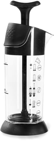 Pressca Milk Frother, Manual, Small and Portable, Microwave Safe (Black)