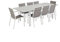 sweeek Alice's Garden - Table de Jardin Extensible Aluminium + 8 assises - Chicago Blanc/Taupe - Table Extensible 175/245cm avec rallonge et 8 assises en textilène