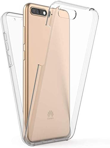 Movilshop Coque 360 [Huawei Y6 2018] PC + TPU Double Face 360 Silicone Avant + arrière Silicone Dur renforcé Transparent pour Smartphone