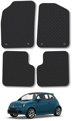Fiat 500 (2012-2024) 3mm Rubber Car Mats | Tailored Fit Durable Floor Mats Full Coverage Protection Waterproof Accessories Easy Clean Anti Slip Made in the UK