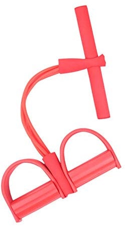 Bauchtrainer Multifunktions-Krafttraining, 4 Tubes Pedal Resistance Band, Expander Elastisches Sit-up Pull Rope Bodybuilding Pedalwiderstandsband für Yoga Arm Bein Dehnen Abnehmen Training (Rot)