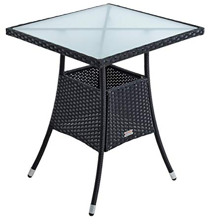 ESTEXO Polyrattan Gartentisch Beistelltisch Rattan Tisch Balkontisch Gartenmöbel Terrassentisch 60x60 cm (Schwarz)