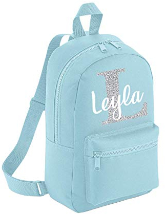 Personalised Initial Kid's Backpack - Children's School P.E Hand Luggage Cute Personal Custom Bag Adjustable Strap Handle (Blue Backpack)