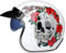 Woljay Retro Motorradhelm 3/4 Jethelm Halbhelme Motorrad Jethelm mit Schild Sonnenblende für Männer Frauen Erwachsene ECE 22/05 DOT Approved (Extragroß, Totenkopf weiß)