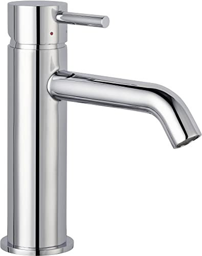 Saqu Eurotrend Waschtischarmatur Chrom - Wasserhahn Bad Mischbatterie für Waschbecken, Waschtischmischer Komplett mit Installationszubehör