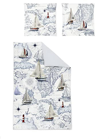 Irisette Mako-Satin Bettwäsche Sense 8814-90 blau maritim 135 x 200 cm