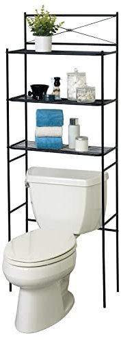 Zenna Home Over the Toilet Storage Shelf Space Saver, Behind Toilet Bathroom Organizer and Storage, Metal Bathroom Organizer with 3 Shelves, Black