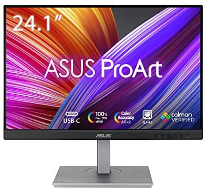 ASUS ProArt PA248CNV, Monitor Professionale 24.1”, WUXGA (1920x1200), USB-C, IPS, 16:10, 75Hz, 100% sRGB e rec.709, HDR-10, Precisione colore DeltaE < 2, Verificato Da Calman, Regolabile, Nero