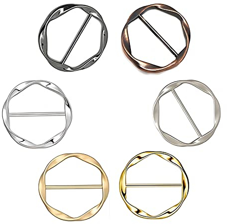 Bailinks 6 STÜCKE Seidenschal Ring Clip T-Shirt Krawattenklammern für Damen, Metall Kreis Clips Verschluss Kleidung Wrap Around Halter, Kleidung Eckverschluss für Frauen Mädchen