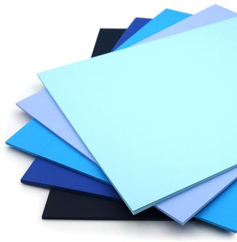 Rothmill A4 Coloured Card Stock, 220gsm Weight and 280 Micron Thickness, Blue Card Pack 5 'Blue' Tones, Ideal for Arts and Craft, Office and Stationery Use - 50 Sheets
