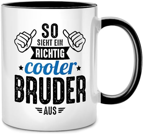So sieht ein richtig cooler Bruder aus Tasse, Geschenk für den kleiner großer Bruder Geschenkideen, Geschenke zum Geburtstag, Bruderherz Geschwister