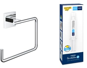 GROHE Start Cube - WC- Handtuchhalter (verdeckte Befestigung, Material: Metall), chrom, 40975000 + Kleber für Bad Accessoires