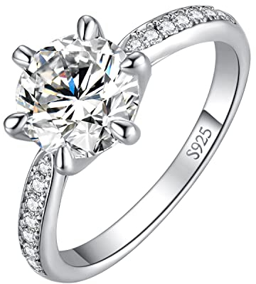 JewelryPalace Klassisch 3ct Rundschliff Zirkonia Solitär Promise Ring Damen, Verlobungsring Damenring Ringe Silber 925 mit Stein für Frauen, Simulierte Diamant Jubiläum Eheringe Silberringe 51