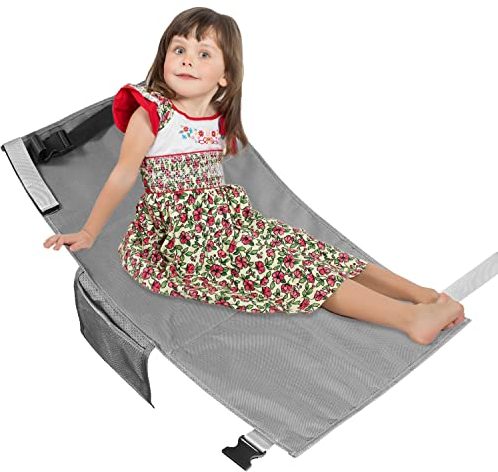 Fußstütze für Flugzeug Kinder, Flugzeug Sitzverlängerung Kinder Tragbares Reisebett Kleinkind Flugzeug Must Haves Flugzeugreise Zubehör für Kinder Leicht und Faltbar (Grau)
