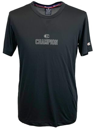 Champion Herren Legacy Modern Basket at The Gym-Micromesh S/S Crewneck T-Shirt, Schwarz, Medium