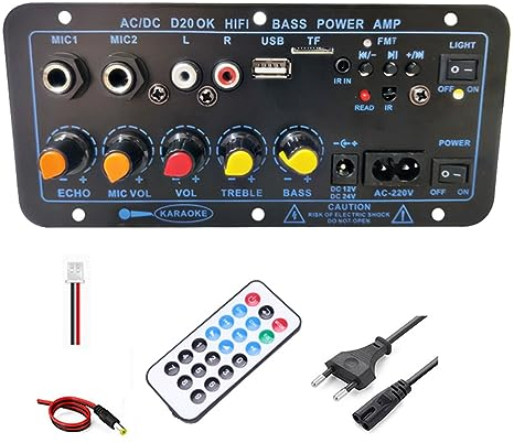 Durratou Amplificador Bluetooth HiFi de Graves, Placa Amplificadora de Audio para Subwoofer y Karaoke, Base de Altavoz (Enchufe UE)