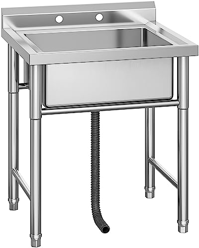 YITAHOME Évier de Cuisine, évier de restaurant commercial, évier de restauration portable sur pied en acier inoxydable, évier utilitaire extérieur à cuve unique pour hôtel, maison, bar, buanderie