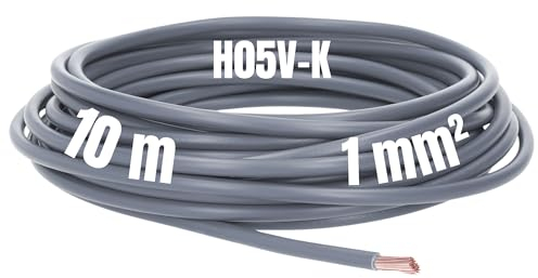 Kalitec 10 metri H05V-K 1 mm², cavo di cablaggio flessibile, in PVC, cavo singolo da 1 mm2, cavo da 1 mm2, cablaggio a filo singolo, cavo a filo singolo, ignifugo