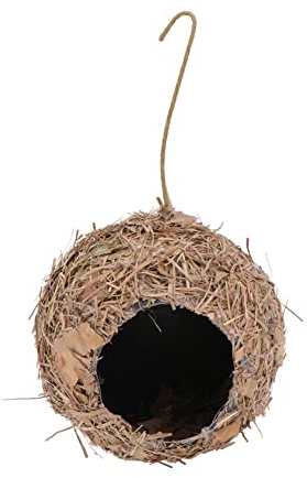 Gogogmee Nichoir Artificiel Suspendu en Paille Tressée Écologique, Nid Décoratif Rustique De Taille Moyenne, Ornement De Jardin pour Petits Oiseaux Et Refuge Extérieur