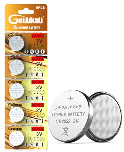 GutAlkaLi Pile CR2032 3V Pile Bouton au Lithium Piles électriques CR 2032 Pile au Lithium Paquet de 5