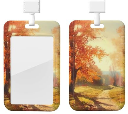 Porte-badge avec cordon étanche pour carte d'identité - Scène d'automne - Porte-nom portable pour bureau, infirmière, enseignant, clé de carte de crédit