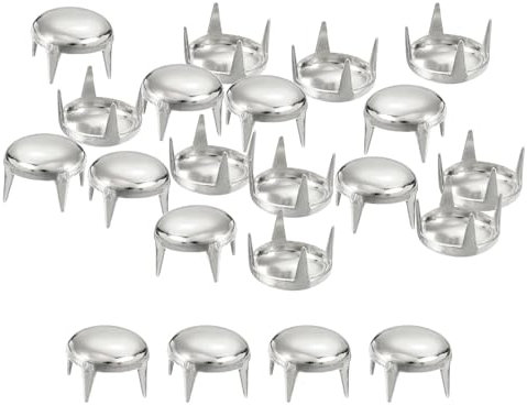 sourcing map 100 Stück 9mm Silberne runde Kuppelnieten Metallklauenperlen Nagelkopfnieten Spike Nieten Punk Rock DIY für Lederhandwerk Kleidungsgürtel Tasche Schuharmband Zubehör