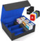 AOBOPLE Sammelkarten-Aufbewahrungsbox für 1800+ Karten, PU Leder Magnetische Karten Deck Box mit 10 Trennwänden, Commander Karten Box für TCG MTG und Sports Karten (1800+ Schwarz Blau)