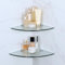 SAYAYO Glass Corner Shelf Bathroom Glass Shelf 2 Pack 250MM (7MM Thick) Tempered Transparent Glass with Chromed Shelf Brackets Wall Mounted, EGBL1012S-C-2P