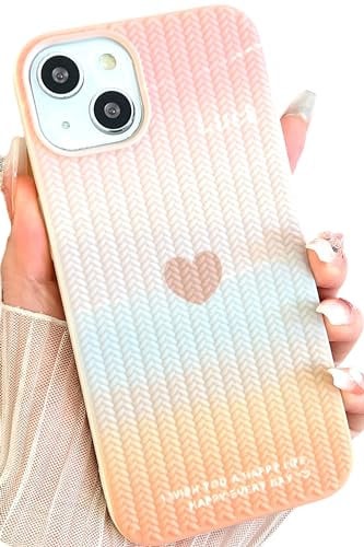 ROUTDOM Compatible with iPhone 14 Plus Heart Case for Women Girls,Aesthetic Cute Girly Cool Preppy Design Slim Thin Soft Shockproof Protective Cell Phone Silicone Cover for iPhone 14Plus(Gradient)