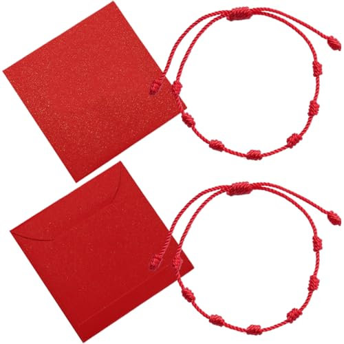 VJUYSW 2 pezzi Bracciali Coppia Filo Rosso del Destino, Braccialetti, in di Corda, di Distanza di Corrispondenza, Intrecciati Mano Regalo,Amuleti per coppie maschili e femminili e linee di amicizia