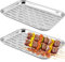 GOMETY 2 bandejas para barbacoa de acero inoxidable, 34,5 x 24,2 x 2,7 cm, reutilizables, cesta para verduras, accesorios para verduras, pescado o carne, para barbacoa de gas, eléctrica y carbón