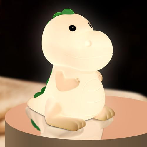 Kids Night Light Squishy Dinosaur Nightlight for Kids Room 7 Color Changing Children Bedside Lamp Portable Rechargeable Touch Dimmable Baby Silicone Cute Night Light Dinosaur Lamp for Boys Girls